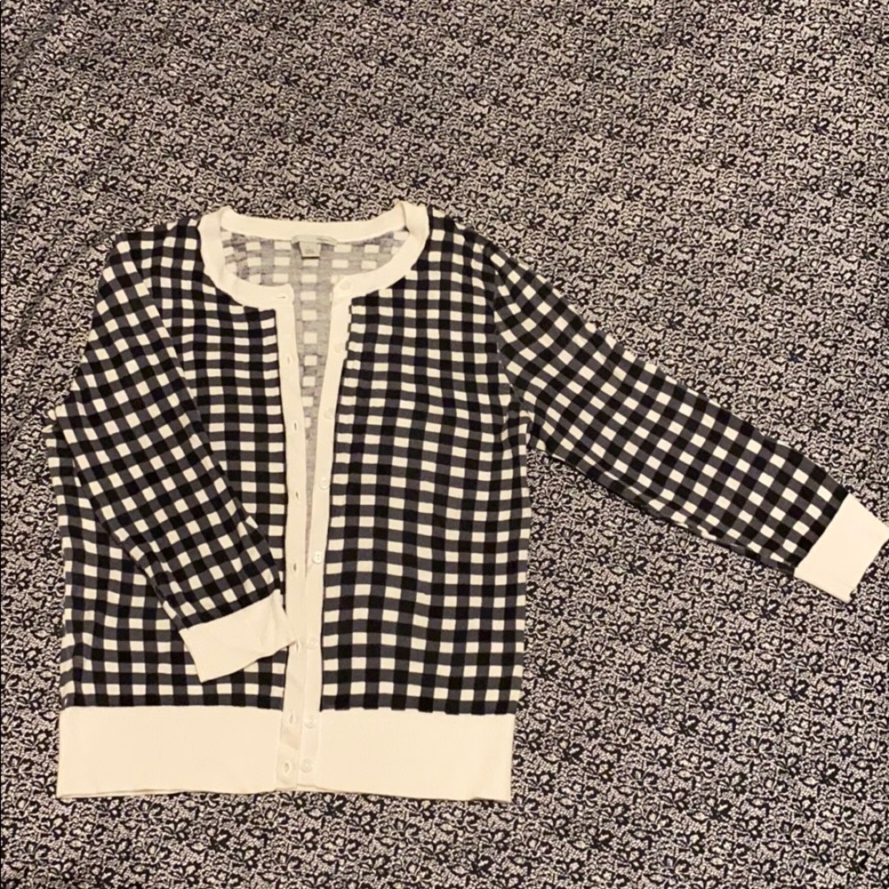 Halogen Gingham Checked Black and White Cardigan
